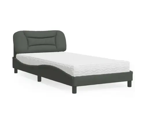 Gultas Rāmis Ar Matraci, Tumši Pelēks Audums, 100X200 Cm Vidaxl