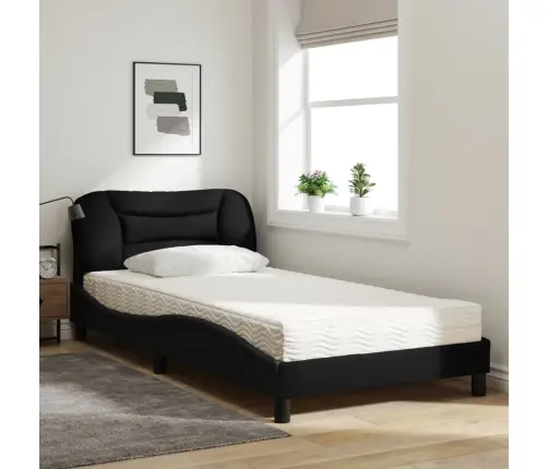 Gultas Rāmis Ar Matraci, Melns Audums, 100X200 Cm Vidaxl