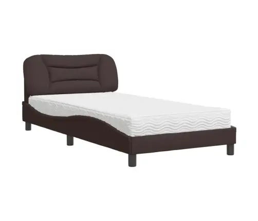 Gultas Rāmis Ar Matraci, Tumši Brūns, 100X200 Cm, Audums Vidaxl