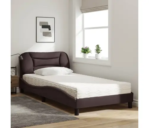 Gultas Rāmis Ar Matraci, Tumši Brūns, 100X200 Cm, Audums Vidaxl