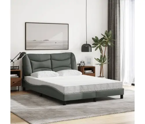 Gulta Ar Matraci, Tumši Pelēka, 140X200 Cm, Audums Vidaxl Gulta Ar Matraci, Tumši Pelēka, 140X200 Cm, Audums Vidaxl