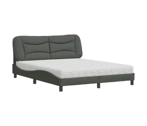 Voodi Madratsiga Hvar, Tumehall, 160X200 cm Kangas