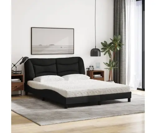 Gulta Ar Matraci, Melns, 160X200 Cm, Audums Vidaxl