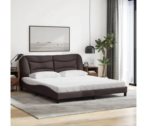 Gulta Ar Matraci, Hvar, Tumši Brūns, 180X200 Cm, Audums Vidaxl