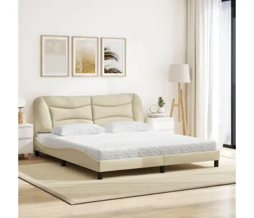 Gulta Ar Matraci, Krēmkrāsas, 180X200 Cm, Audums Vidaxl