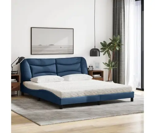 Gulta Ar Matraci, Hvar, Zils, 180X200 Cm, Audums Vidaxl