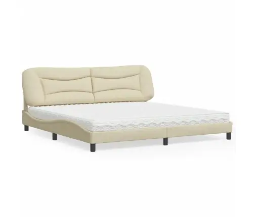 Gulta Ar Matraci, Krēmkrāsas Audums, 200X200 Cm Vidaxl