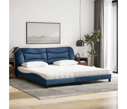 Gulta Ar Matraci, Zils Audums, 200X200 Cm Vidaxl