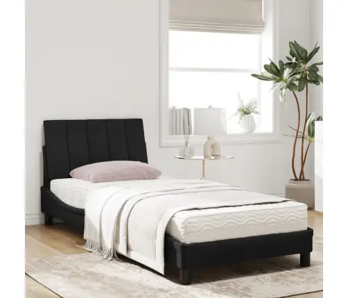 Gulta Ar Matraci, Melna Samts, 90X200 Cm Vidaxl