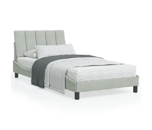 Gulta Ar Matraci, Gaiši Pelēka Samts, 100X200 Cm Vidaxl