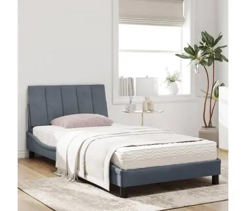 Gulta Ar Matraci, Tumši Pelēka Samts, 100X200 Cm Vidaxl