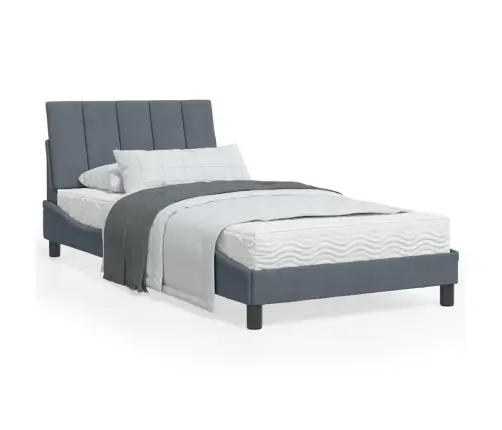 Gulta Ar Matraci, Tumši Pelēka Samts, 100X200 Cm Vidaxl