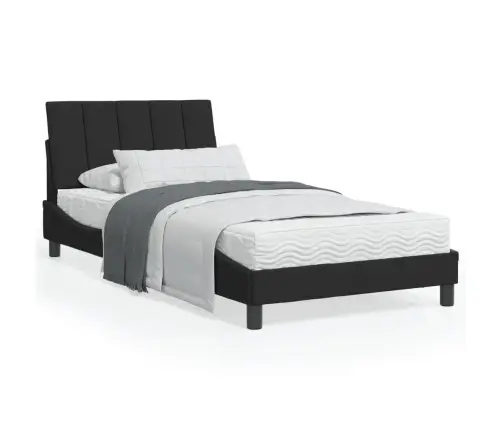 Voodi Madratsiga Hanko, Must, 100X200 cm Samet