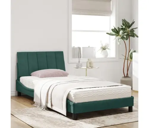 Gulta Ar Matraci, Tumši Zaļš Samts, 100X200 Cm Vidaxl