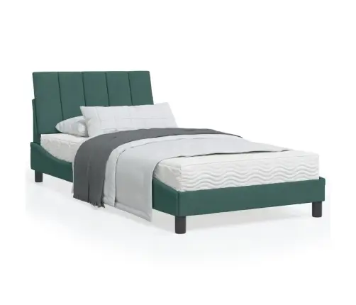 Gulta Ar Matraci, Tumši Zaļš Samts, 100X200 Cm Vidaxl