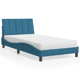 Gulta Ar Matraci, Hanko, Zils, 100X200 Cm, Samts Vidaxl