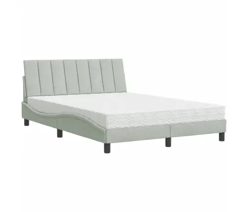 Voodi Madratsiga Hanko, Helehall, 120X200 cm Samet