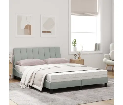 Voodi Madratsiga Hanko, Helehall, 120X200 cm Samet