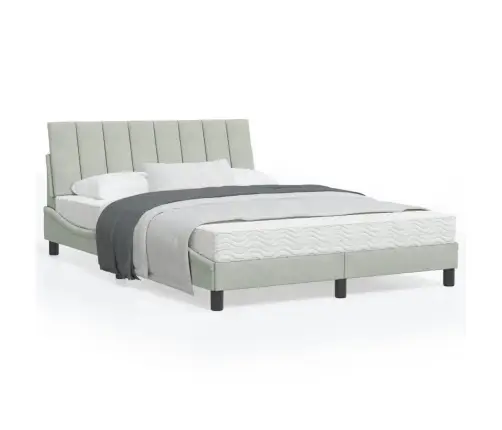 Voodi Madratsiga Hanko, Helehall, 120X200 cm Samet