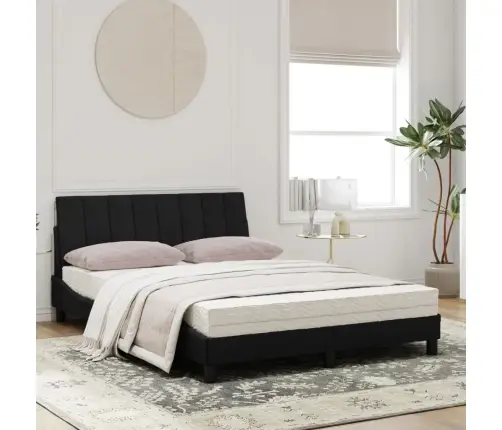 Gulta Ar Matraci, Melna Samts, 120X200 Cm Vidaxl