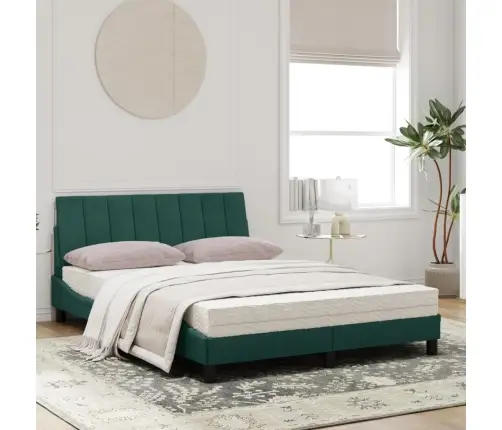Gulta Ar Matraci, Tumši Zaļš Samts, 120X200 Cm Vidaxl