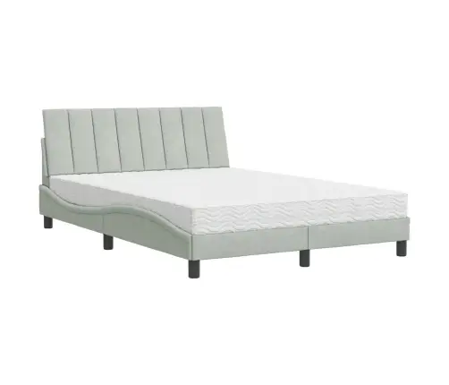 Gulta Ar Matraci, Gaiši Pelēka Samts, 140X190 Cm Vidaxl Gulta Ar Matraci, Gaiši Pelēka Samts, 140X190 Cm Vidaxl