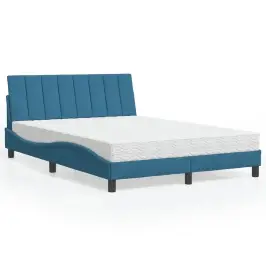 Gulta Ar Matraci, Hanko, Zils Samts, 140X190 Cm Vidaxl
