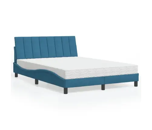 Gulta Ar Matraci, Zils Samts, 140X190 Cm Vidaxl