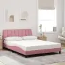 Gulta Ar Matraci, Hanko, Rozā Samts, 140X190 Cm Vidaxl