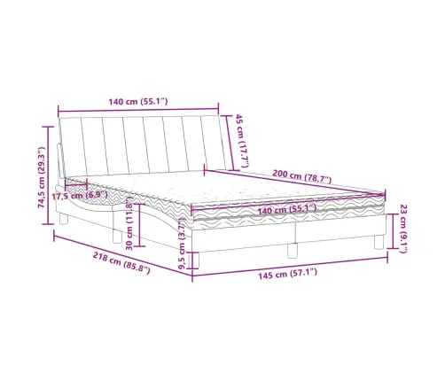Voodi Madratsiga Hanko, Must, 140X200 cm Samet