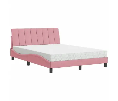 Gulta Ar Matraci, Hanko, Rozā Samts, 140X200 Cm Vidaxl