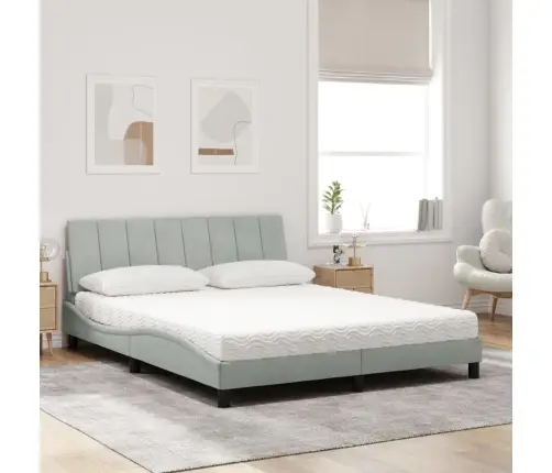 Gulta Ar Matraci, Gaiši Pelēka Samts, 160X200 Cm Vidaxl