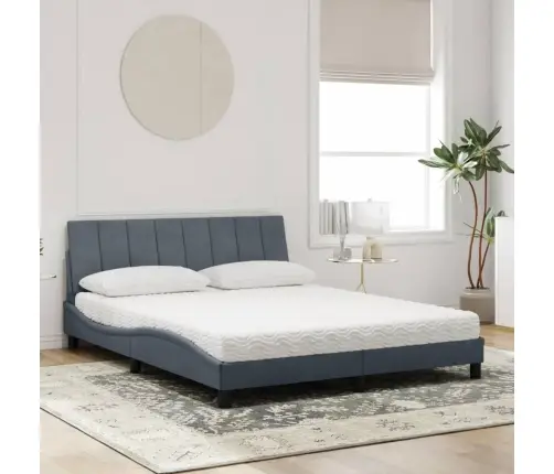 Lova Su Čiužiniu, Hanko, Tamsiai Pilkos Spalvos, 160X200cm Aksomas