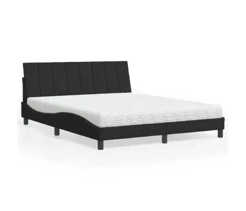 Gulta Ar Matraci, Melna Samts, 160X200 Cm Vidaxl Gulta Ar Matraci, Melna Samts, 160X200 Cm Vidaxl