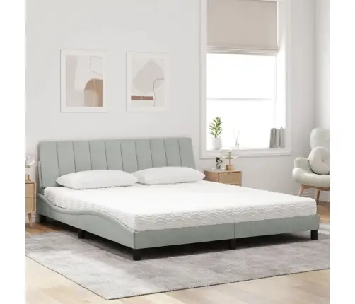 Voodi Madratsiga Hanko, Helehall, 180X200 cm Samet