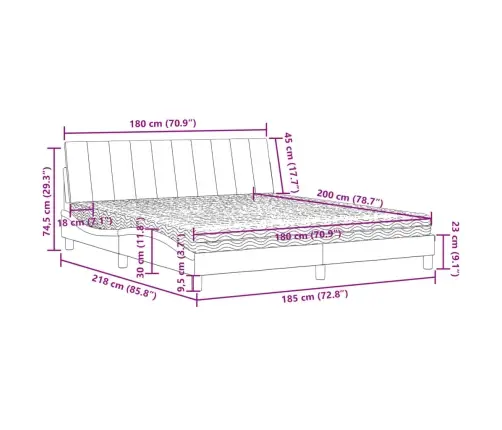 Voodi Madratsiga Hanko, Tumehall, 180X200 cm Samet