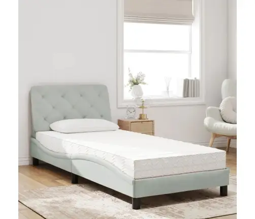 Gulta Ar Matraci, Gaiši Pelēka Samts, 90X190 Cm Vidaxl