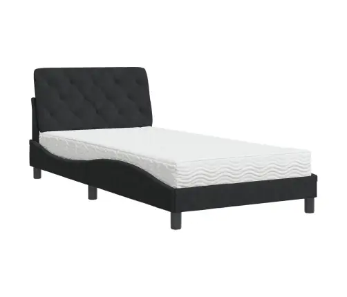 Gulta Ar Matraci, Melna Samts, 100X200 Cm Vidaxl