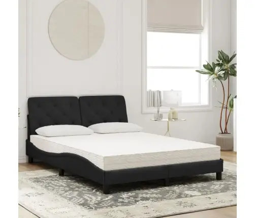 Voodi Madratsiga, Must, 140X200 cm Samet