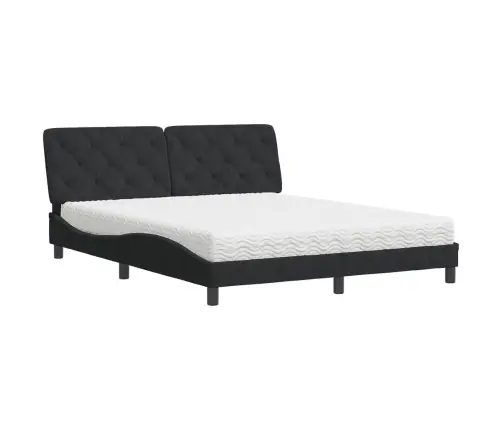 Gulta Ar Matraci, Melna Samts, 160X200 Cm Vidaxl Gulta Ar Matraci, Melna Samts, 160X200 Cm Vidaxl