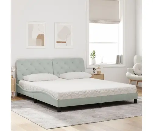 Voodi Madratsiga, Helehall, 180X200 cm Samet