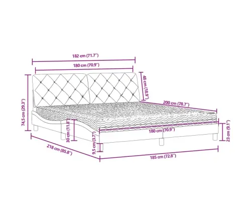 Gulta Ar Matraci, Tumši Zaļš Samts, 180X200 Cm Vidaxl