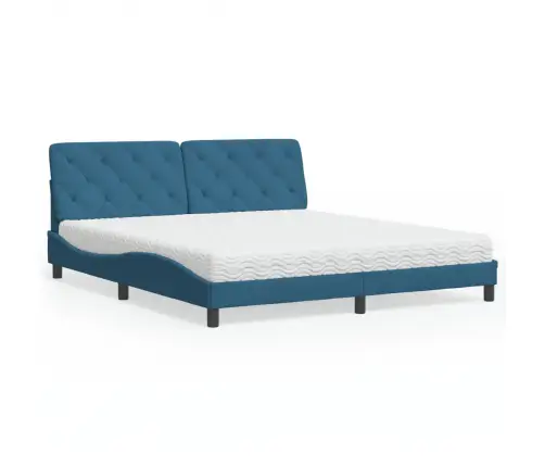 Gulta Ar Matraci, Zils Samts, 180X200 Cm Vidaxl