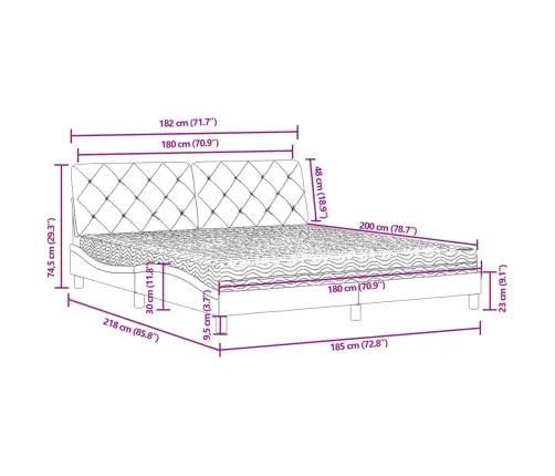 Gulta Ar Matraci, Rozā Samts, 180X200 Cm Vidaxl