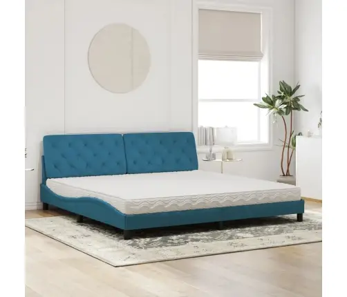 Gulta Ar Matraci, Zils Samts, 200X200 Cm Vidaxl