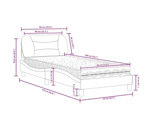 Gulta Ar Matraci, Brūna, 80X200 Cm, Mākslīgā Āda Vidaxl