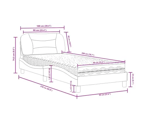 Gulta Ar Matraci, Brūna, 90X200 Cm, Mākslīgā Āda Vidaxl
