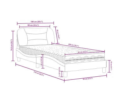 Gulta Ar Matraci, Balta Un Melnu, 90X200 Cm, Mākslīgā Āda Vidaxl