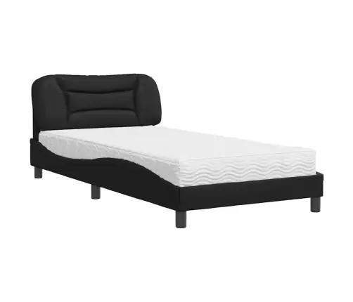Gulta Ar Matraci, Melna, 100X200 Cm, Mākslīgā Āda Vidaxl