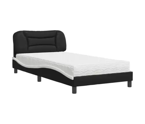 Voodi Madratsiga Hvar, Must Ja Valge, 100X200, Kunstnahk